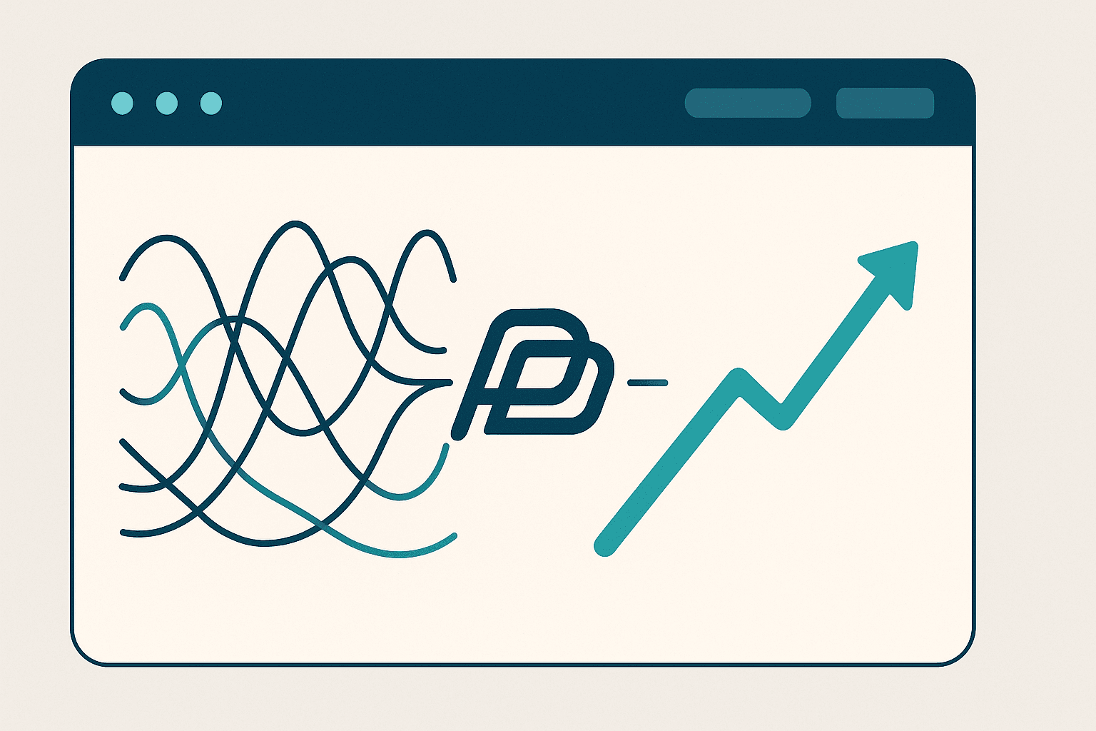 Vector illustration showing complex line graphs transforming into a single, clear, upward-trending graph on a stylized dashboard element, representing increased profitability achieved via financial insights from payment data.